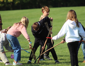 Students playing double ball.