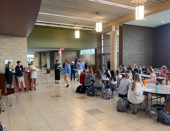 NHS Student Members Enjoying Breakfast in the FAC