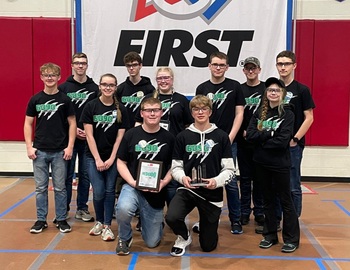 Robotics team with the industrial award